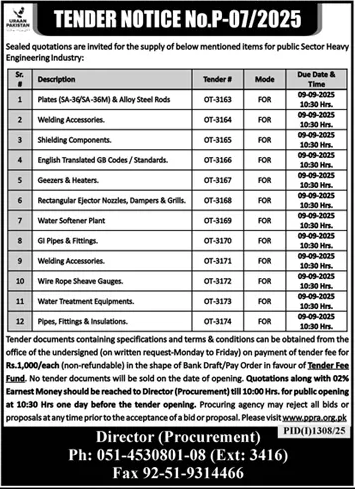 Uraan Pakistan Islamabad Tender Notice